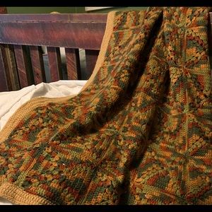Vintage Handmade Autumn Crochet Throw